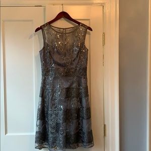 Silver cocktail dress by Kay Unger- worn once